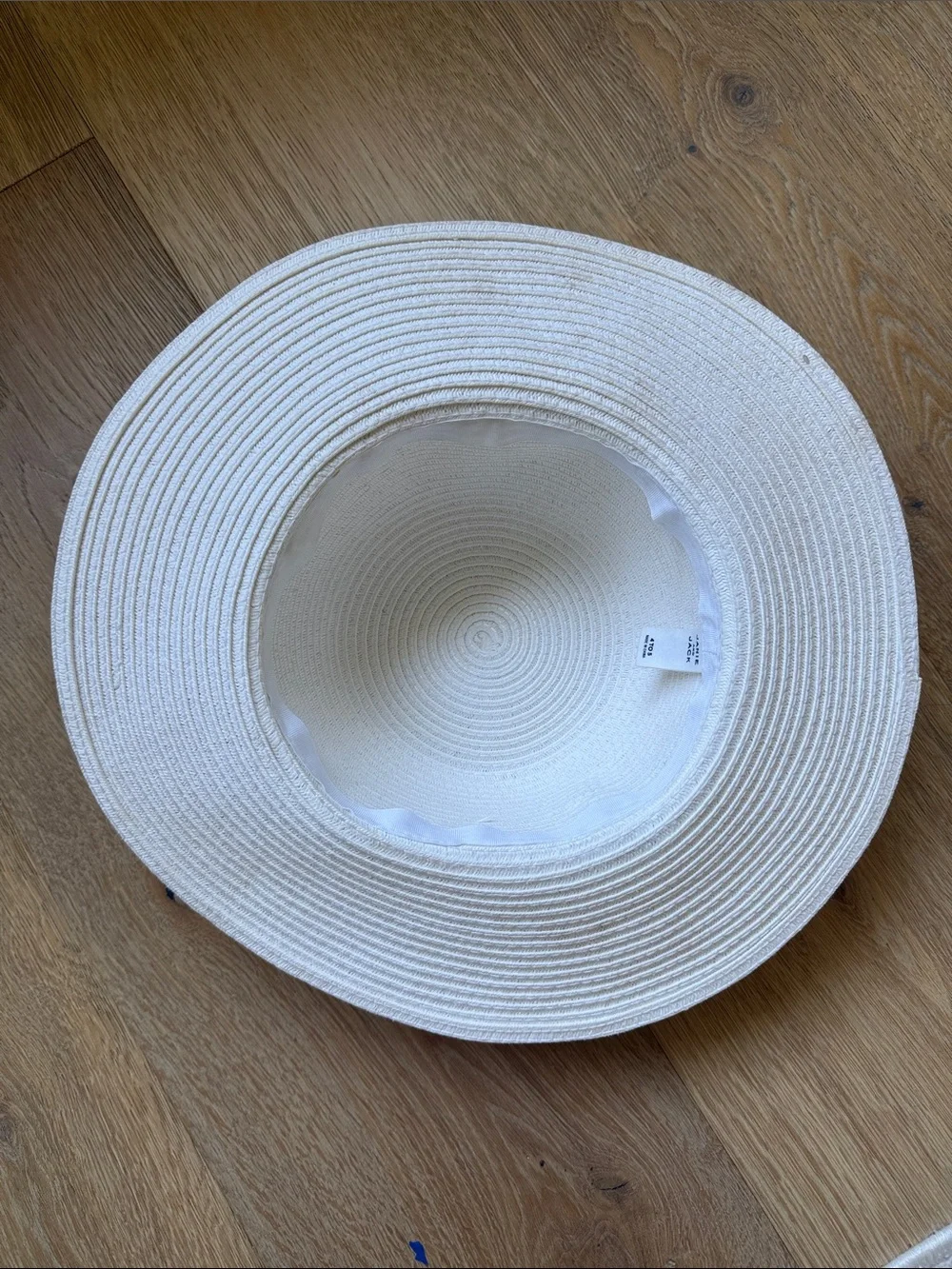Janie and Jack Cream Straw Sun Hat with Blue Leaf Band